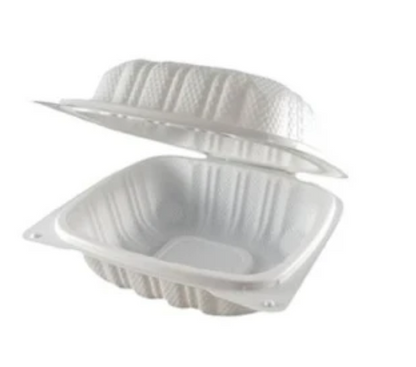 NG-008 – 6" × 6" MFPP Hinged Container, 1 Compartment – 500/Case