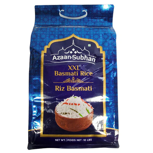 Azaan Subhan Basmati Rice – 10 lb (4.54 kg) order online only GTA skid pricing is avilable