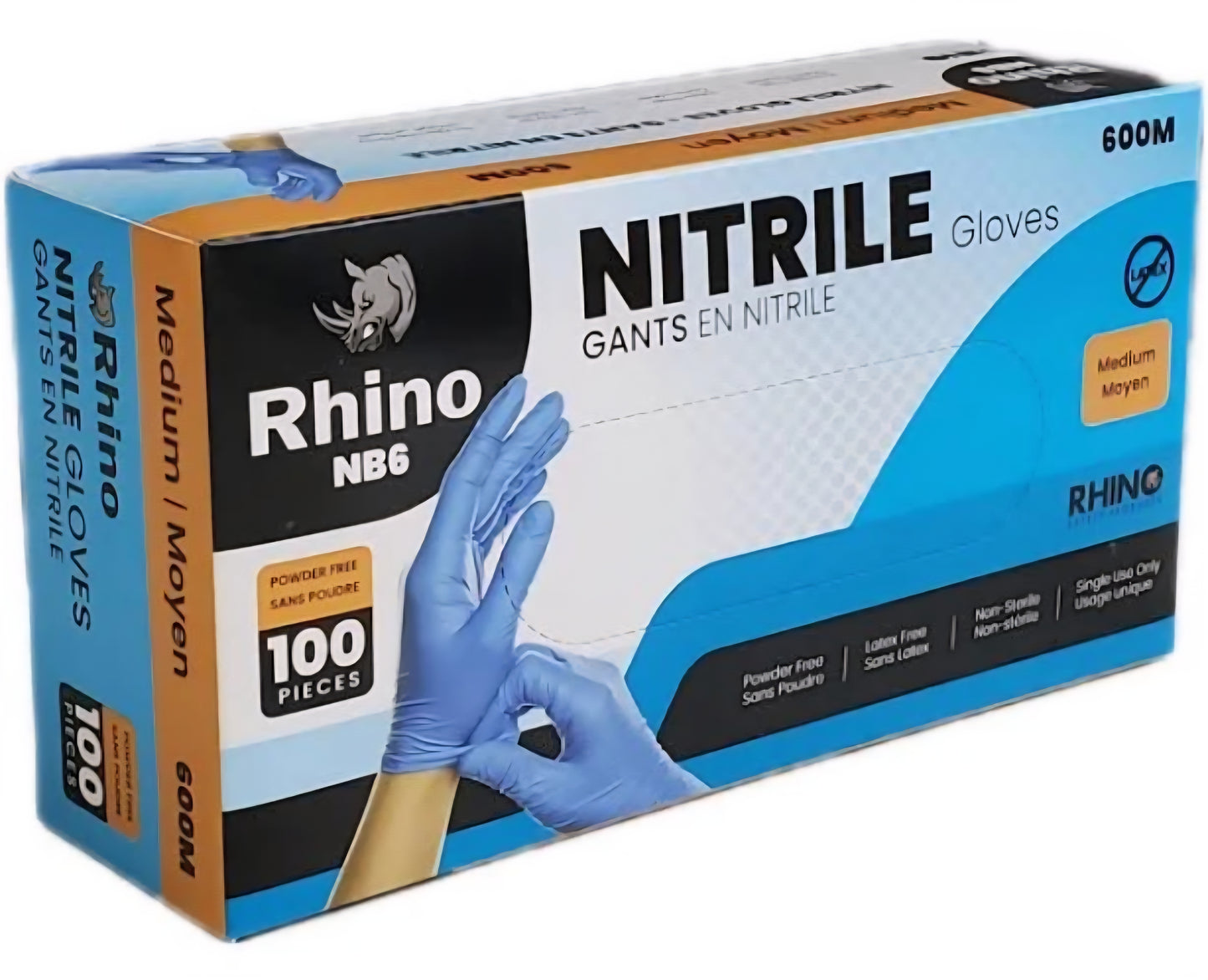 🧤 Rhino Blue Nitrile Gloves – NB6 (100/Box)
