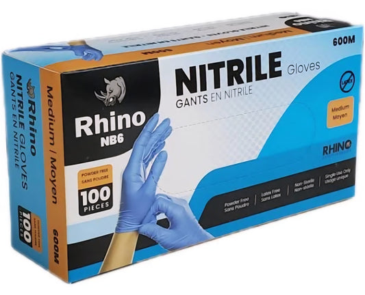 🧤 Rhino Blue Nitrile Gloves – NB6 (100/Box)
