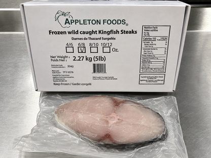 Fish Frozen Wild Caught Kingfish Steaks Clean and excellent taste. 
(French: Darnes de Thazard Surgelés)