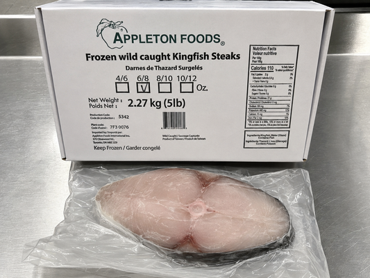 Fish Frozen Wild Caught Kingfish Steaks Clean and excellent taste. 
(French: Darnes de Thazard Surgelés)