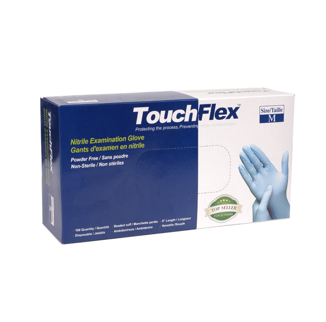 🧤 Basic TouchFlex Nitrile Disposable Gloves – Blue 100gloves per box 10 boxes in a case(1000 gloves)