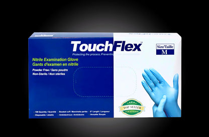 🧤 Basic TouchFlex Nitrile Disposable Gloves – Blue 100gloves per box 10 boxes in a case(1000 gloves)