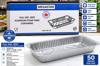 MEGASTAR Full Size Deep Aluminum Steam Table Containers