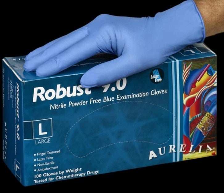 Robust 9.0 Nitrile Powder Free Gloves, 100/Box Excellent performance 100 gloves per box