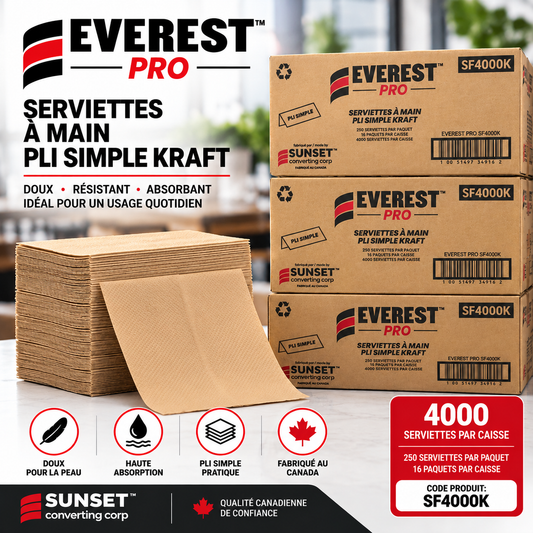 Everest Pro Single-Fold Kraft Paper Hand Towels – SF4000K (4,000 Towels/Case)