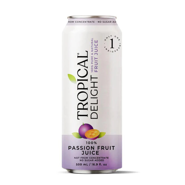 Passionfruit Juice Tropical Delight Passionfruit Juice – 500ml Cans (12 Pack Case)