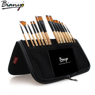 14pcs Nylon Hair Wooden Watercolor Paintbrush Set with Pencil Case For Arylic Drawing Painting Brushes School Art Supplies