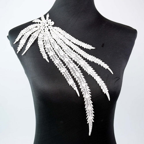 1Pcs White Fine Venise Lace Fabric Dress Applique Blouse Sewing Trims DIY Neckline Collar Costume Decoration Accessories