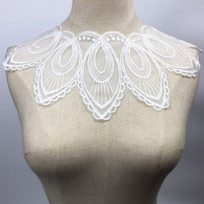 1Pcs White Fine Venise Lace Fabric Dress Applique Blouse Sewing Trims DIY Neckline Collar Costume Decoration Accessories