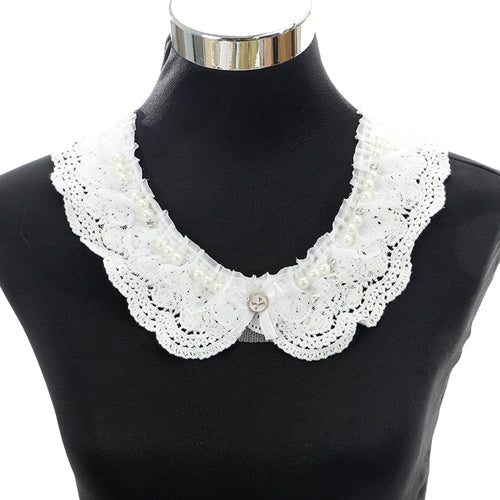 1Pcs White Fine Venise Lace Fabric Dress Applique Blouse Sewing Trims DIY Neckline Collar Costume Decoration Accessories