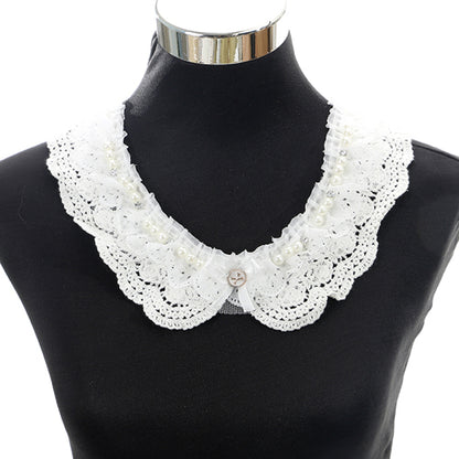 1Pcs White Fine Venise Lace Fabric Dress Applique Blouse Sewing Trims DIY Neckline Collar Costume Decoration Accessories