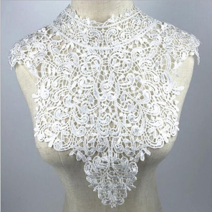1Pcs White Fine Venise Lace Fabric Dress Applique Blouse Sewing Trims DIY Neckline Collar Costume Decoration Accessories