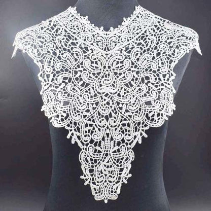 1Pcs White Fine Venise Lace Fabric Dress Applique Blouse Sewing Trims DIY Neckline Collar Costume Decoration Accessories