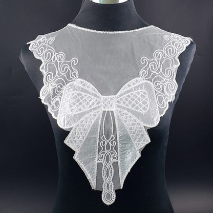 1Pcs White Fine Venise Lace Fabric Dress Applique Blouse Sewing Trims DIY Neckline Collar Costume Decoration Accessories