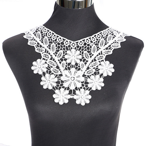 1Pcs White Fine Venise Lace Fabric Dress Applique Blouse Sewing Trims DIY Neckline Collar Costume Decoration Accessories