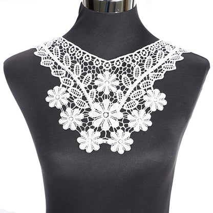 1Pcs White Fine Venise Lace Fabric Dress Applique Blouse Sewing Trims DIY Neckline Collar Costume Decoration Accessories