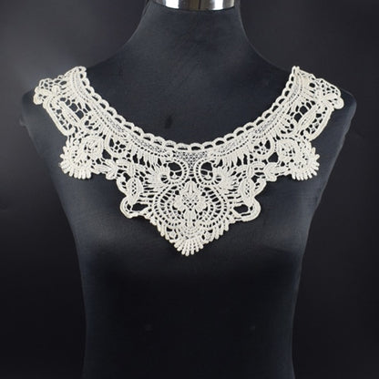 1Pcs White Fine Venise Lace Fabric Dress Applique Blouse Sewing Trims DIY Neckline Collar Costume Decoration Accessories