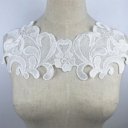 1Pcs White Fine Venise Lace Fabric Dress Applique Blouse Sewing Trims DIY Neckline Collar Costume Decoration Accessories