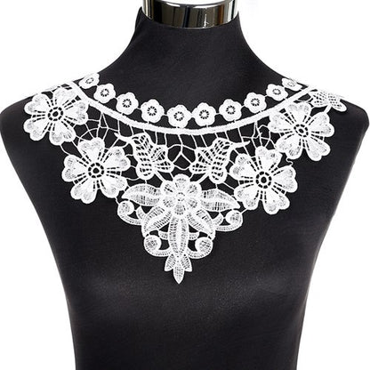 1Pcs White Fine Venise Lace Fabric Dress Applique Blouse Sewing Trims DIY Neckline Collar Costume Decoration Accessories