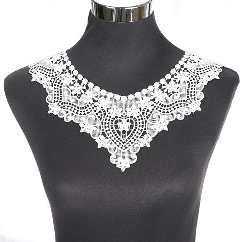 1Pcs White Fine Venise Lace Fabric Dress Applique Blouse Sewing Trims DIY Neckline Collar Costume Decoration Accessories
