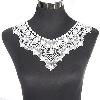 1Pcs White Fine Venise Lace Fabric Dress Applique Blouse Sewing Trims DIY Neckline Collar Costume Decoration Accessories