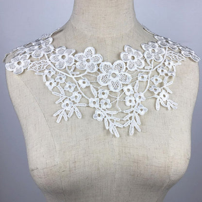 1Pcs White Fine Venise Lace Fabric Dress Applique Blouse Sewing Trims DIY Neckline Collar Costume Decoration Accessories