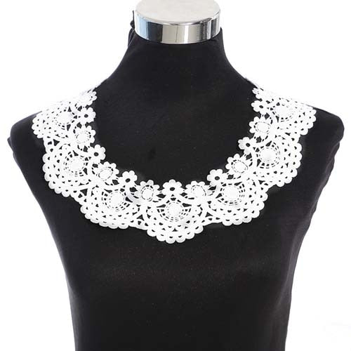 1Pcs White Fine Venise Lace Fabric Dress Applique Blouse Sewing Trims DIY Neckline Collar Costume Decoration Accessories