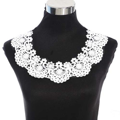 1Pcs White Fine Venise Lace Fabric Dress Applique Blouse Sewing Trims DIY Neckline Collar Costume Decoration Accessories