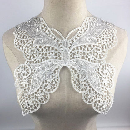 1Pcs White Fine Venise Lace Fabric Dress Applique Blouse Sewing Trims DIY Neckline Collar Costume Decoration Accessories
