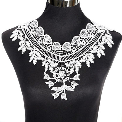 1Pcs White Fine Venise Lace Fabric Dress Applique Blouse Sewing Trims DIY Neckline Collar Costume Decoration Accessories