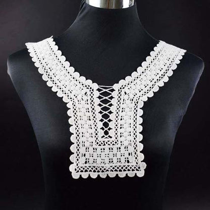 1Pcs White Fine Venise Lace Fabric Dress Applique Blouse Sewing Trims DIY Neckline Collar Costume Decoration Accessories