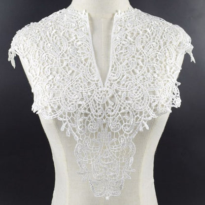 1Pcs White Fine Venise Lace Fabric Dress Applique Blouse Sewing Trims DIY Neckline Collar Costume Decoration Accessories