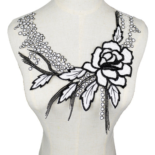 1Pcs White Fine Venise Lace Fabric Dress Applique Blouse Sewing Trims DIY Neckline Collar Costume Decoration Accessories