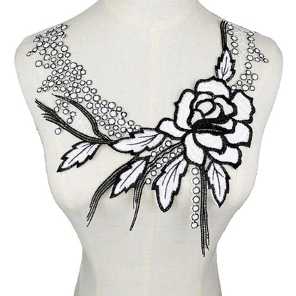 1Pcs White Fine Venise Lace Fabric Dress Applique Blouse Sewing Trims DIY Neckline Collar Costume Decoration Accessories