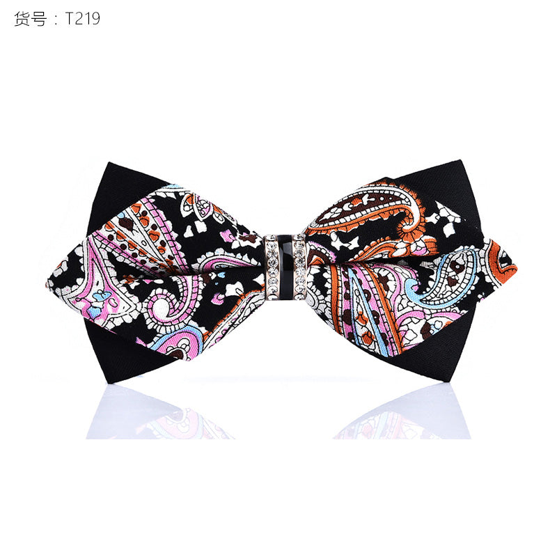 1Piece Bling Crystal Metal Decoration Sharp Corners Bow Tie Butterfly Knot Men's Accessories Wedding Party Banquet Club Business