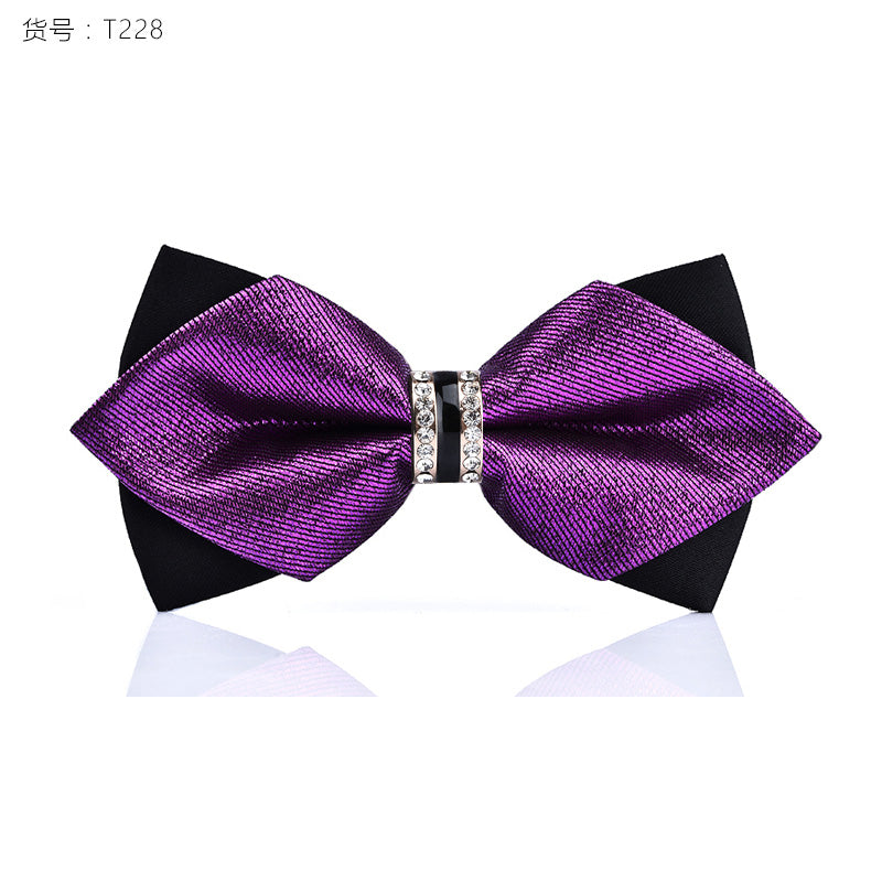 1Piece Bling Crystal Metal Decoration Sharp Corners Bow Tie Butterfly Knot Men's Accessories Wedding Party Banquet Club Business