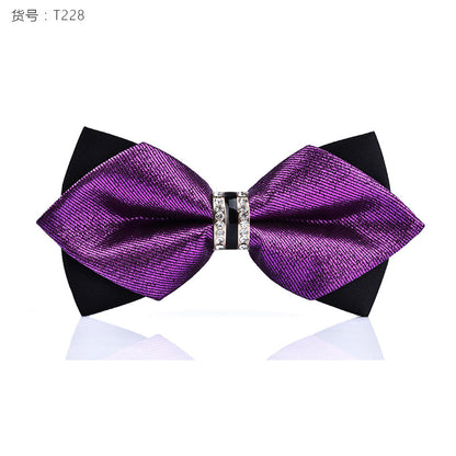 1Piece Bling Crystal Metal Decoration Sharp Corners Bow Tie Butterfly Knot Men's Accessories Wedding Party Banquet Club Business