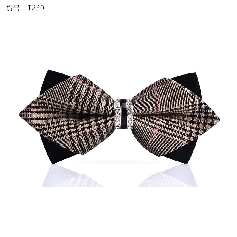 1Piece Bling Crystal Metal Decoration Sharp Corners Bow Tie Butterfly Knot Men's Accessories Wedding Party Banquet Club Business
