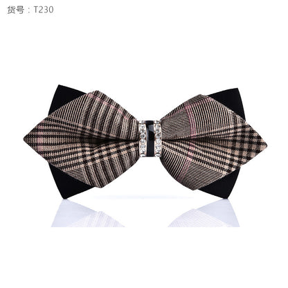 1Piece Bling Crystal Metal Decoration Sharp Corners Bow Tie Butterfly Knot Men's Accessories Wedding Party Banquet Club Business