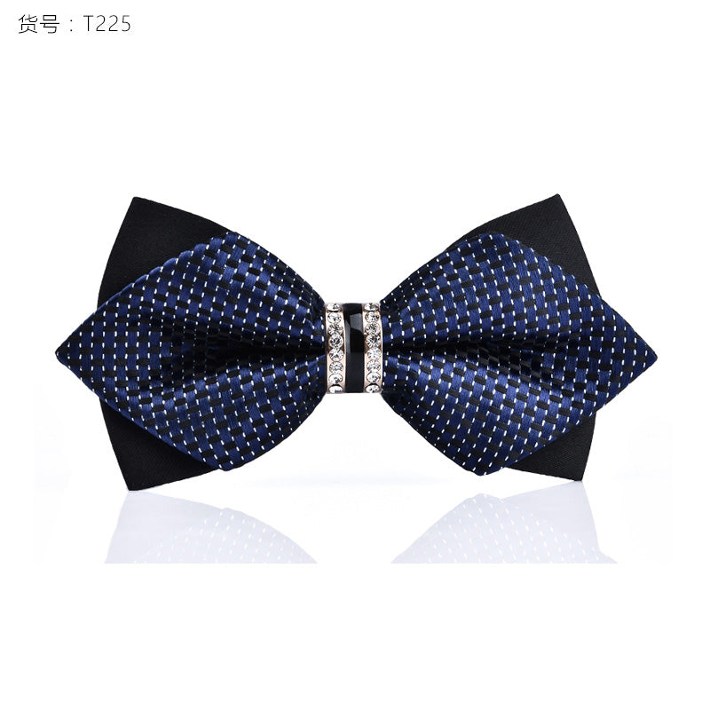 1Piece Bling Crystal Metal Decoration Sharp Corners Bow Tie Butterfly Knot Men's Accessories Wedding Party Banquet Club Business