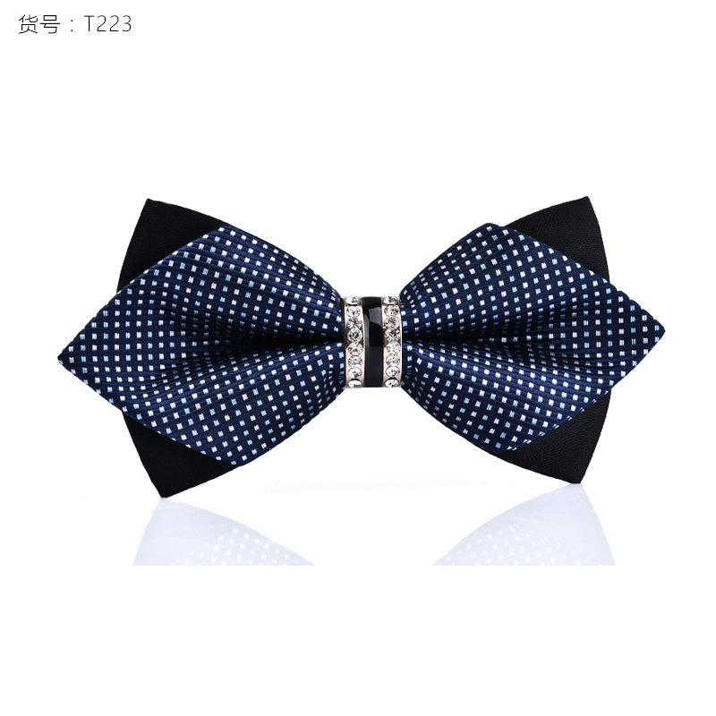 1Piece Bling Crystal Metal Decoration Sharp Corners Bow Tie Butterfly Knot Men's Accessories Wedding Party Banquet Club Business