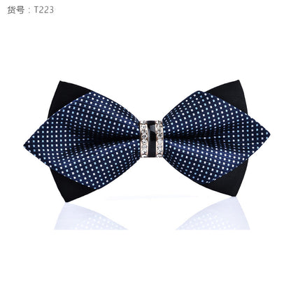 1Piece Bling Crystal Metal Decoration Sharp Corners Bow Tie Butterfly Knot Men's Accessories Wedding Party Banquet Club Business