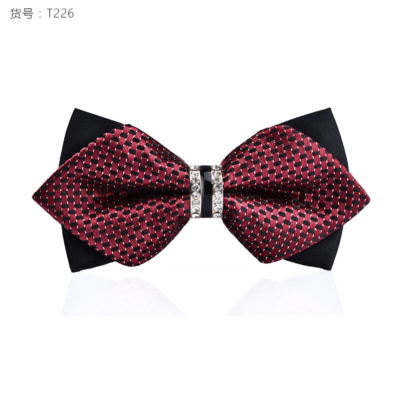 1Piece Bling Crystal Metal Decoration Sharp Corners Bow Tie Butterfly Knot Men's Accessories Wedding Party Banquet Club Business