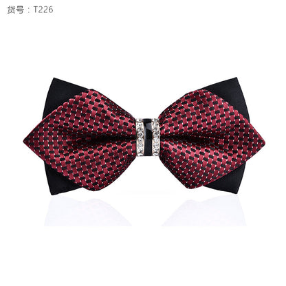 1Piece Bling Crystal Metal Decoration Sharp Corners Bow Tie Butterfly Knot Men's Accessories Wedding Party Banquet Club Business