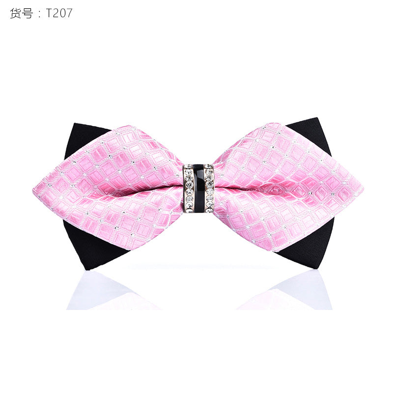 1Piece Bling Crystal Metal Decoration Sharp Corners Bow Tie Butterfly Knot Men's Accessories Wedding Party Banquet Club Business