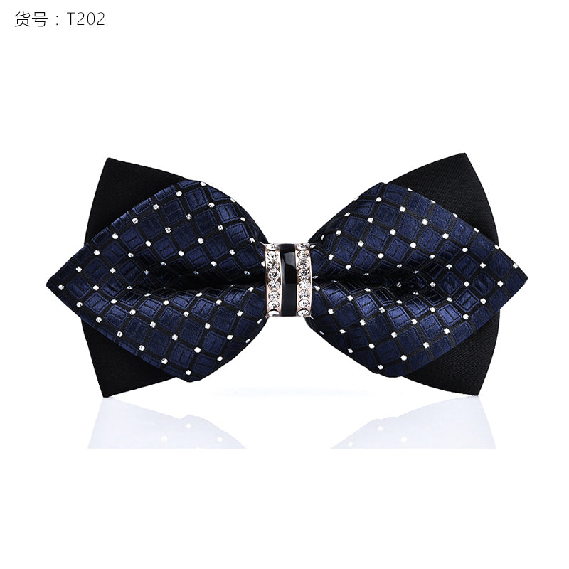 1Piece Bling Crystal Metal Decoration Sharp Corners Bow Tie Butterfly Knot Men's Accessories Wedding Party Banquet Club Business