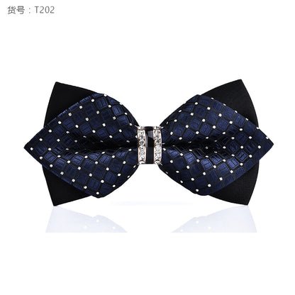 1Piece Bling Crystal Metal Decoration Sharp Corners Bow Tie Butterfly Knot Men's Accessories Wedding Party Banquet Club Business