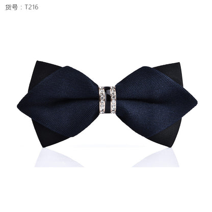 1Piece Bling Crystal Metal Decoration Sharp Corners Bow Tie Butterfly Knot Men's Accessories Wedding Party Banquet Club Business